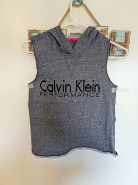 Calvin Klein Sleeveless Hoodie - Gray Top